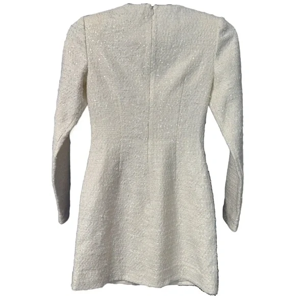 cream boucle diamante bow mini dress Cream Boucle Diamante Bow Mini Dress